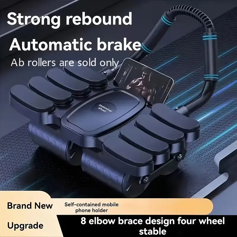 Ultimate 4-Wheel Ab Roller, Abdominal Roller Wheel, Auto Rebound & Anti-Slide Design, Build 8 Pack Abs & Waist Line, Full Body Home Workout for Men and Women