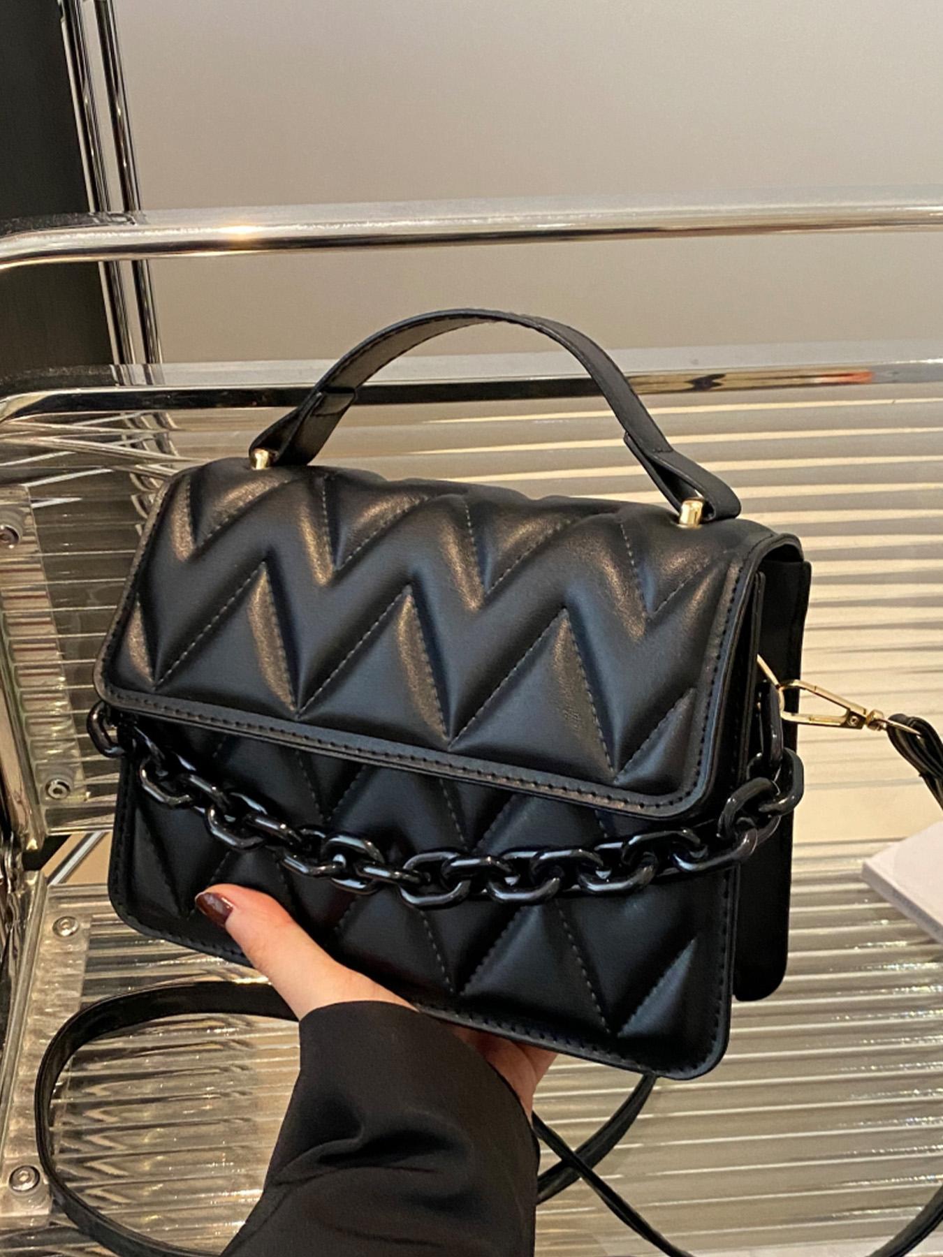 Women's Fashionable Quilted Design Handbag, Casual Versatile Chain Strap Crossbody Bag for Daily Used, Trendy All-match Commuter Bag