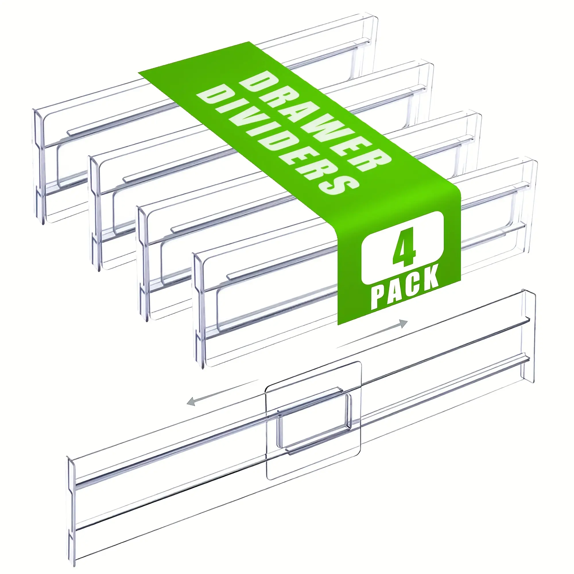 [Adjustable Organizers] Expandable Adjustable Drawer Organizers | Durable Clear Dividers for Kitchen, Bedroom & Closet Storage, Movable Partitions for Home Organization