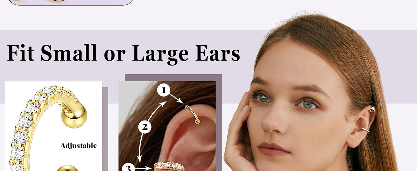 12Pcs Ear Cuffs For Women Non Piercing 18K Gold Plated Cuff Earrings Clip On Cartilage Wrap Earring Adjustable Earrings Set