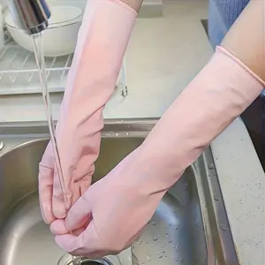 1pair Pink Nitrile Housework Gloves, Thick Cleaning Gloves, Non-Medical Use, Kitchen Dishwashing, Pet Bathing Gloves Civilian Gloves