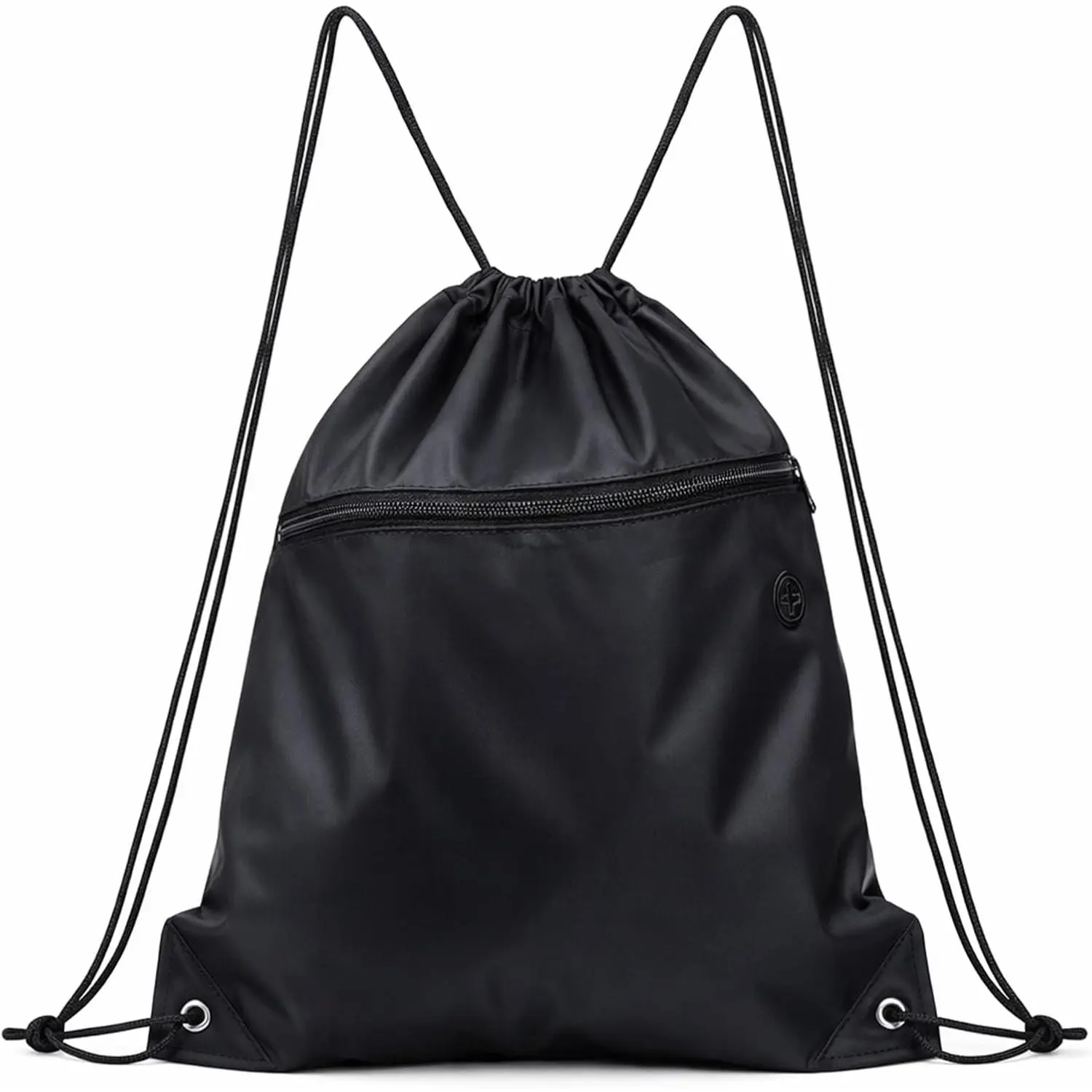 Drawstring Gym Bag Backpack, Black Draw String  Bag for Men Women, Lightweight Drawstring  Sackpack with Pocket for Yoga Travel Beach Swimming