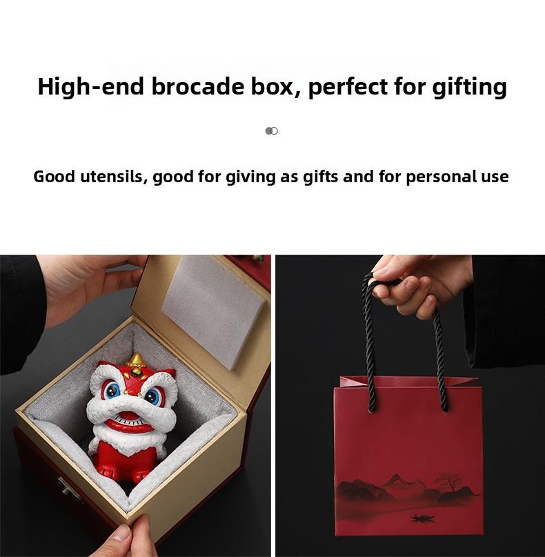 Oriental Red Festive Lion Dance Figurine, Premium Minimalist Desktop Decor, Craft Art, Creative Gift, Birthday Present, Souvenir, Personal Collectible Figurine