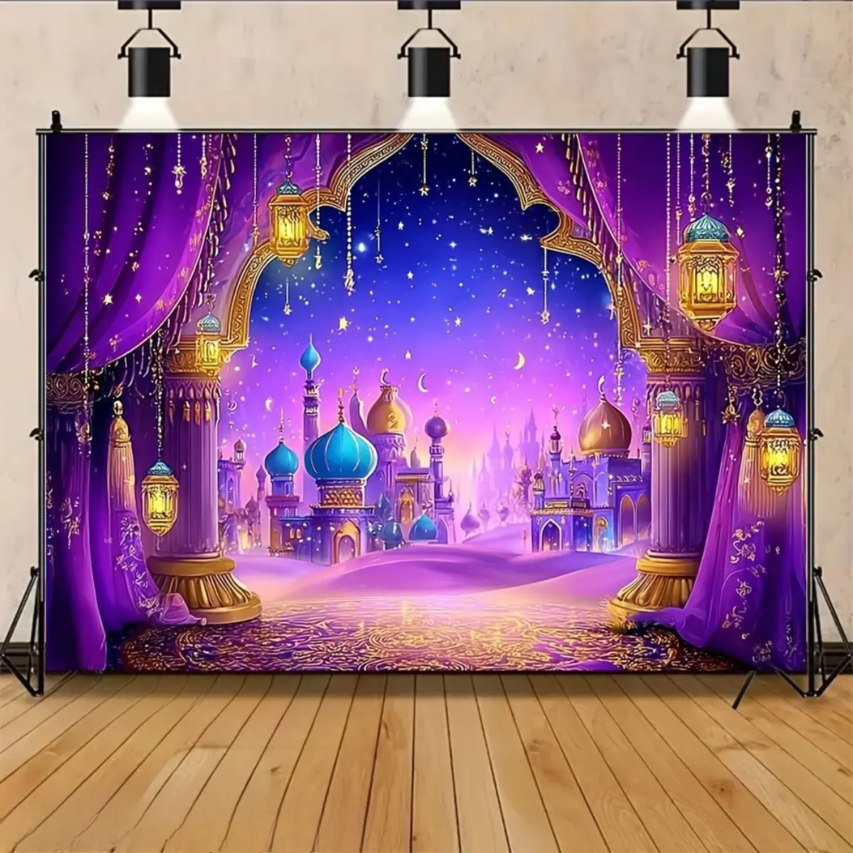 Aladdin Castle Arabian Nights Print Tapestry, Lightweight Polyester Fabric Backdrop Banner for Ramadan Eid Wedding, Indoor-Outdoor Home Decor Wall Hanging Photography Background