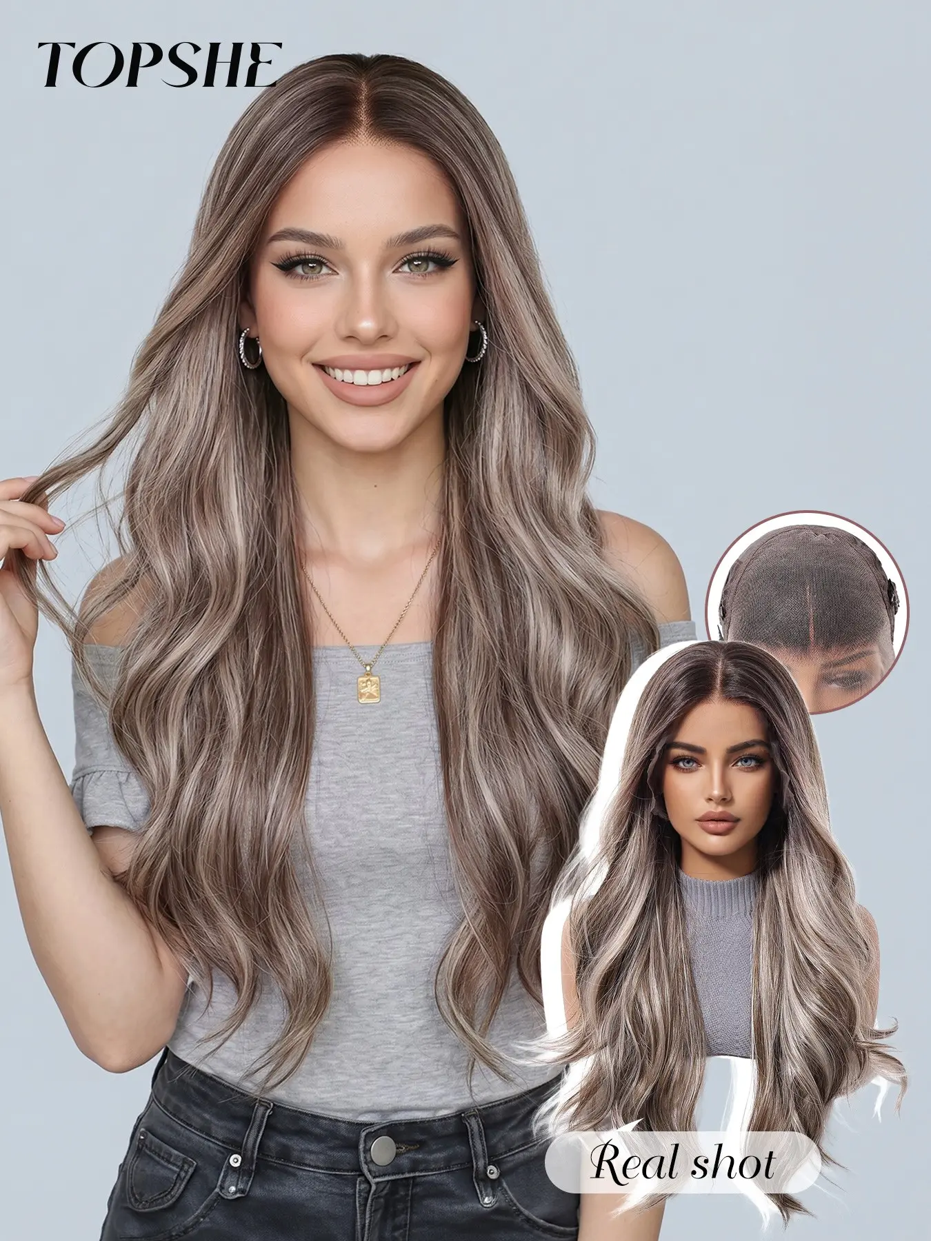 Topshe 13x6 High-Definition Lace Front Wig, Hd Lace Wig, Natural Looking Wig, 28-Inch Light Long Wavy Hair, Heat Resistant Part, Easy Wear, Natural Look for Women