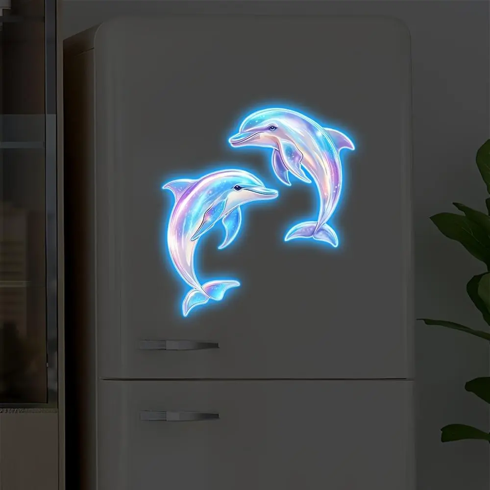 Dreamy Luminous Dolphin Wall Sticker, Bedroom Living Room Wall Decoration Sticker, Marine Style Creative Self-Adhesive Wall Mural