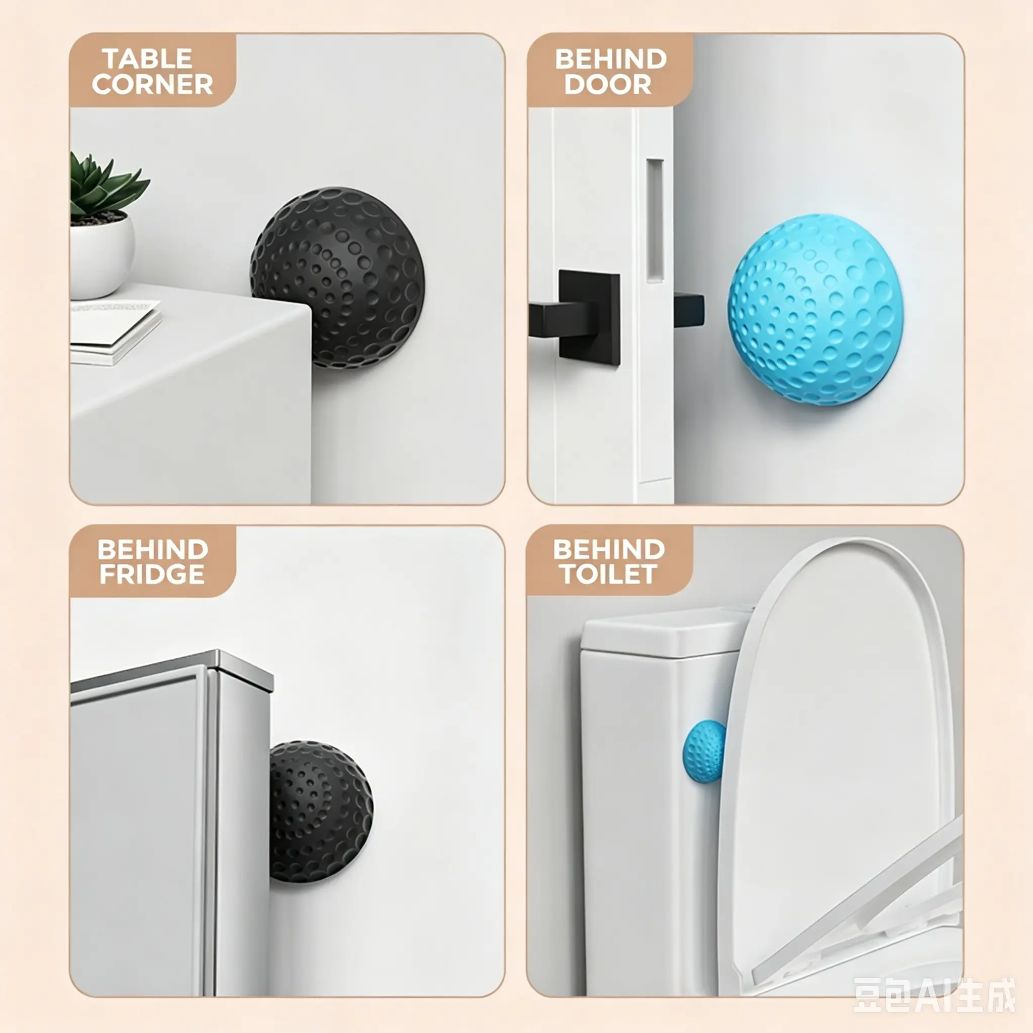 2 Pcs Silicone Door Handle Bumper Wall Protector – Self-Adhesive Anti-Collision Door Stopper for Entry Door, Home Wall & Furniture Protection