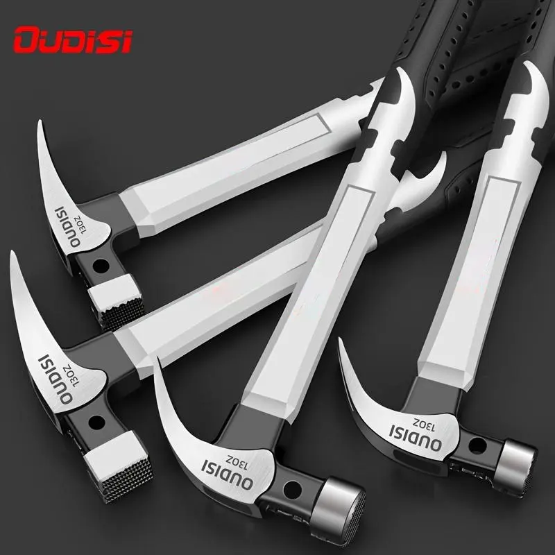 1 Piece Multi-Functional Claw Hammer with Nail Puller, Household Wooden Nail Hammer, Safety Hammer, Industrial Hammer, Portable Camping Hammer, Non-Slip Handle Hammer