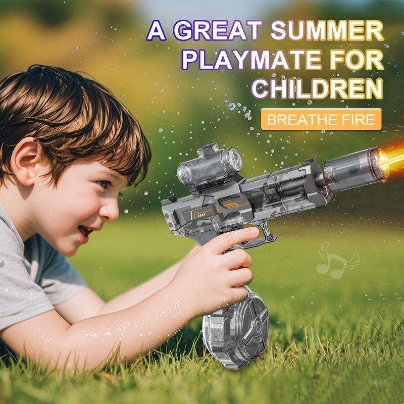 Electric Water Gun with LED Light, Automatic Squirt Watergun, Strong Outdoor Toy for Kids, Summer Fun, Perfect Father's Day Gift, Built-In Lithium Battery