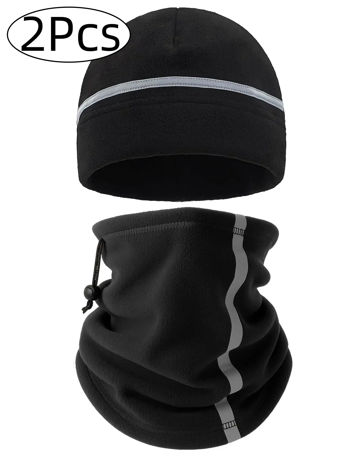 2Pcs Neck Gaiter Visibility Reflective Safety Fleece Face Covering Balaclava