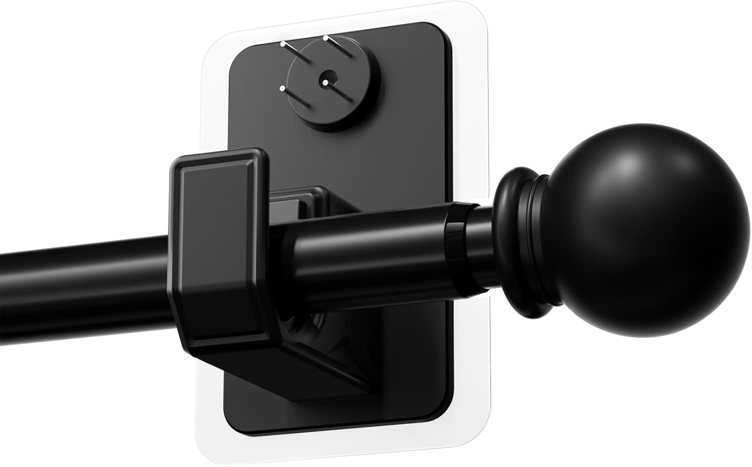 No-Drill Curtain Rod with Adhesive & Pin-Nail Mount System - Renter Friendly & Minimal Wall Damage, 5/8" Diameter Black Adjustable Rod for Windows 28 to 48