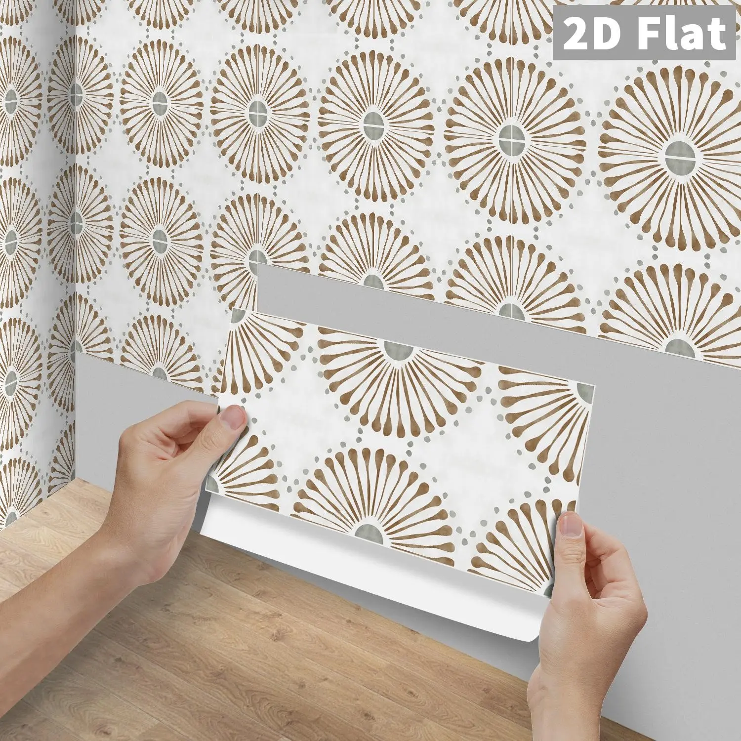 24PCS FG Light Brown Sunflower Peel And Stick Tile Splashbacks, Waterproof Oilproof PVC Crystal Self Adhesive Wall Stickers For Kitchen Bathroom Wood Tile Floor Home Decoration