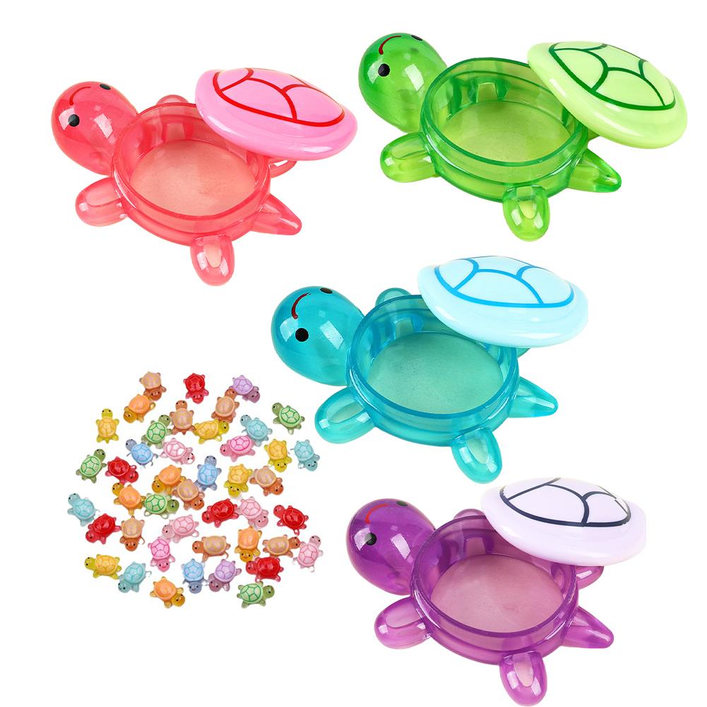Night Glow Large Turtle+100pcs Mini Luminous Turtles Figurines Resin Craft Glowing Turtle Storage Ornament Landscape Desktop