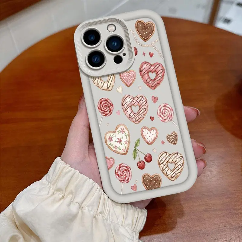 Phone Case: Coquette Pink Heart Phone Case for iPhone 17 E Air 16 15 14 Pro Max Plus 13 12 Mini 11 X XS XR, Cute Cupid Angel Vintage Valentine's Day Gift Shockproof Soft Cover, Sweet Chocolate Cake Cherry Phone Shell