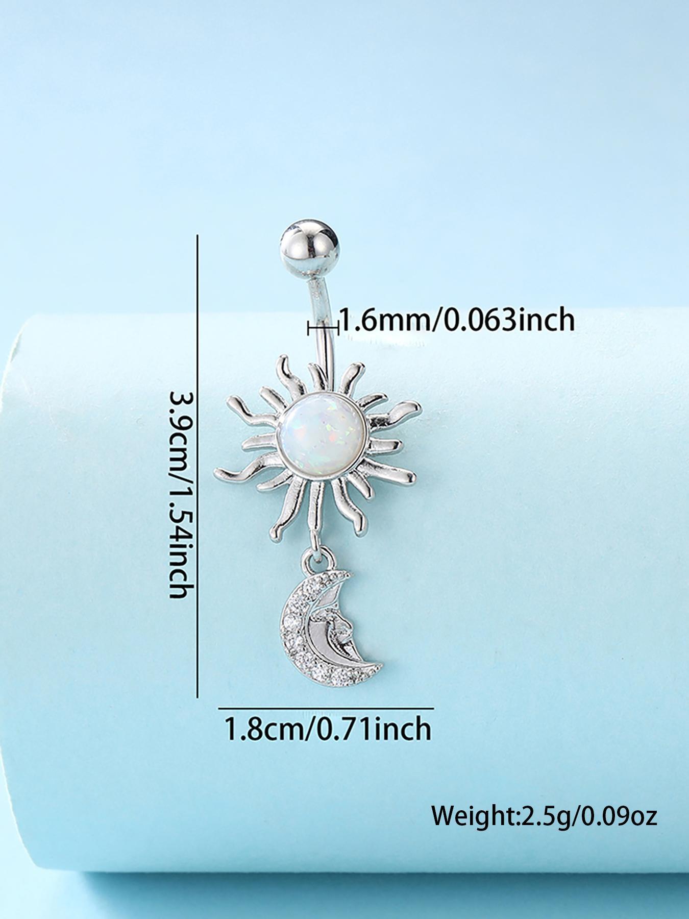 Fashion Sunflower & Moon Design Belly Button Ring, Stainless Steel Navel Piercing Body Jewelry for Women & Girls,  Body Jewelry for Party, Daily Clothing Decor