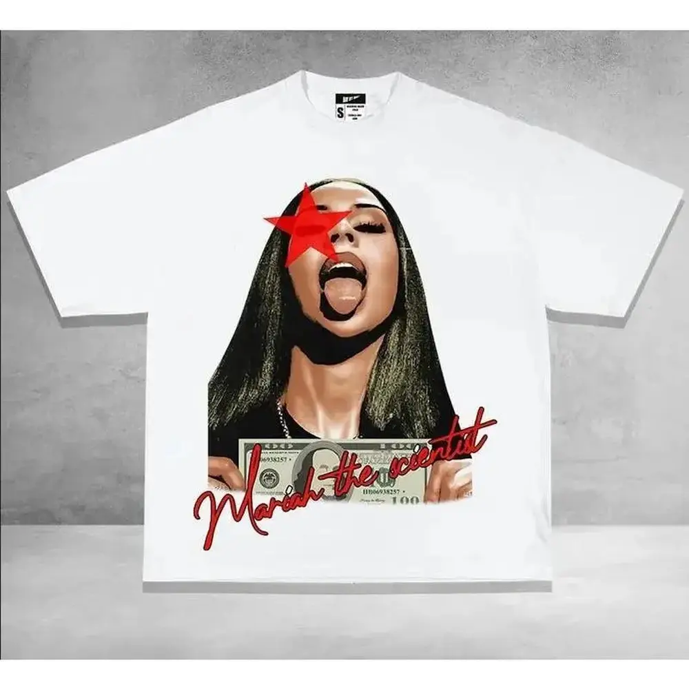 FEEGO Mariahh The Scientistt Star Red T-shirt, Music Graphic T-shirt Classic Cotton Graphic Concert T-Shirt