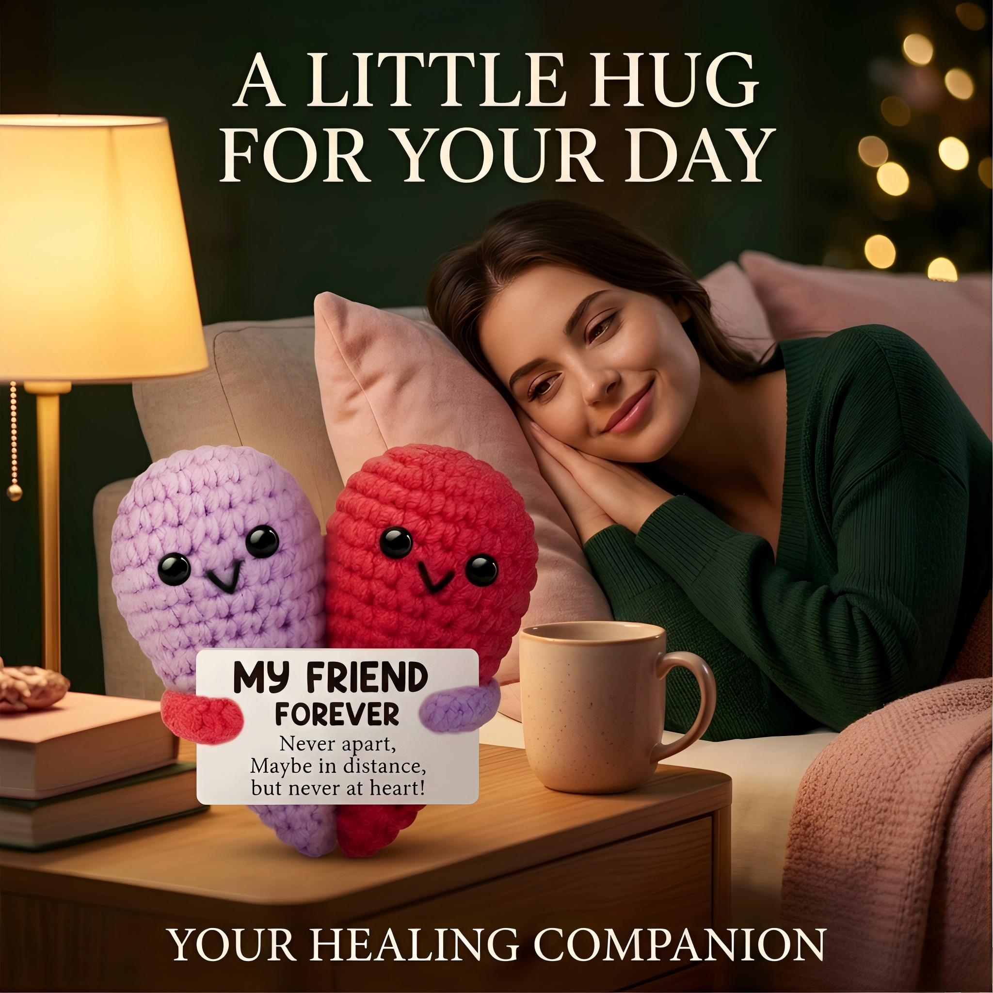 Cute Handmade Crochet Heart Emotional Support Plush Doll,Soft Skin-Friendly Cotton Yarn Stress Relief Decor,Birthday Gifts,Gifts For Women Men Him Her,Bestie Friendship Gifts,Easter Basket Stuffers,Mothers Day Graduation Teacher Appreciation Going Away Gi