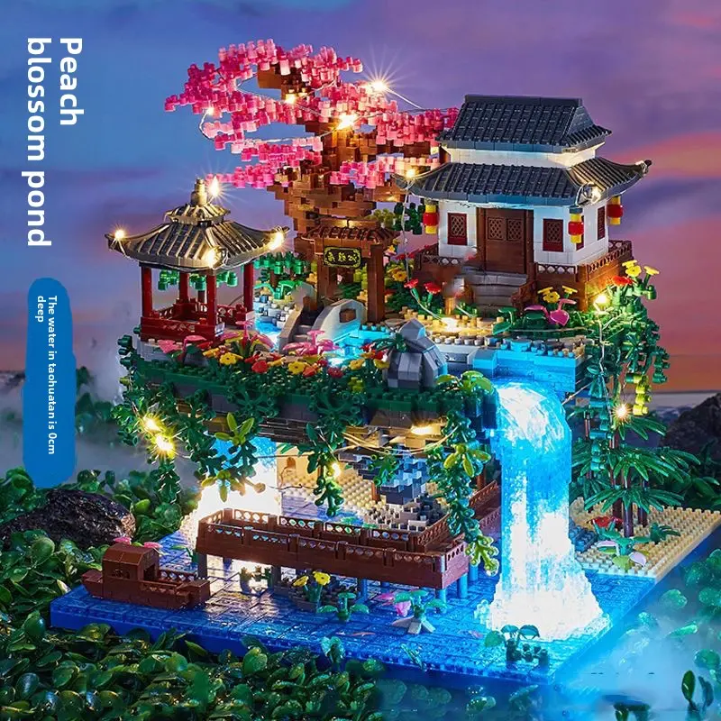Peach Blossom Pool Block Series: Ancient Style Educational Micro-Blocks, High-Difficulty Giant Building