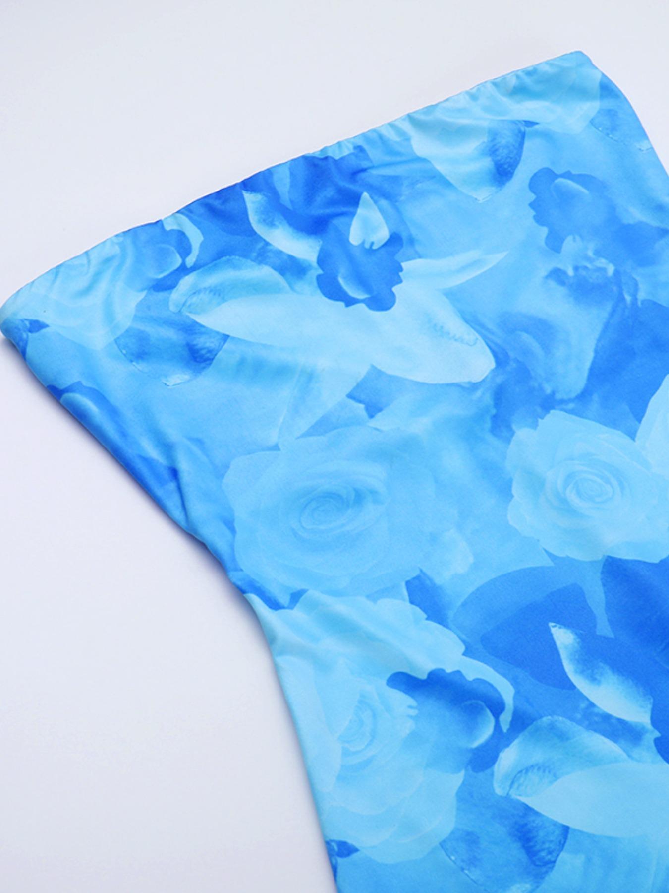 Women's Floral Print Tube Dress, Elegant Fashion Casual Sleeveless Maxi Dress for Daily Outdoor Wear, Women Dress for Summer