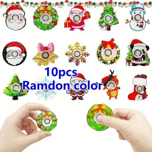 10PCS Christmas Fidget Spinner Set  | Viral Sensory Toys for Kids, Christmas Stocking Stuffers 2026, Xmas Party Favors, Classroom Rewards, Holiday Gifts, Santa Snowman Tree Acrylic Hand Spinners