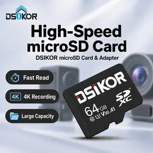 DSIKOR 64GB MicroSD Card, High-Speed Storage for Digital/Security Cameras,Camera, game machine, Smartphones, Speakers, Cameras, Tablets, GoPRO,Drones, Affordable Accessories