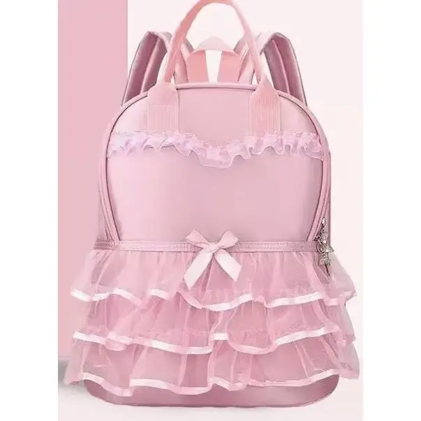 Kids' Custom Lace Ruffle Backpack - Personalizable with Names, Letters, Greetings, Sweet Patterns, Plain Nylon Fabric, Zipper Closure, Adjustable Comfortable Straps, Hand Wash Only, Unisex Fashion Accessory with Lace and Ruffle Details, Ruffles