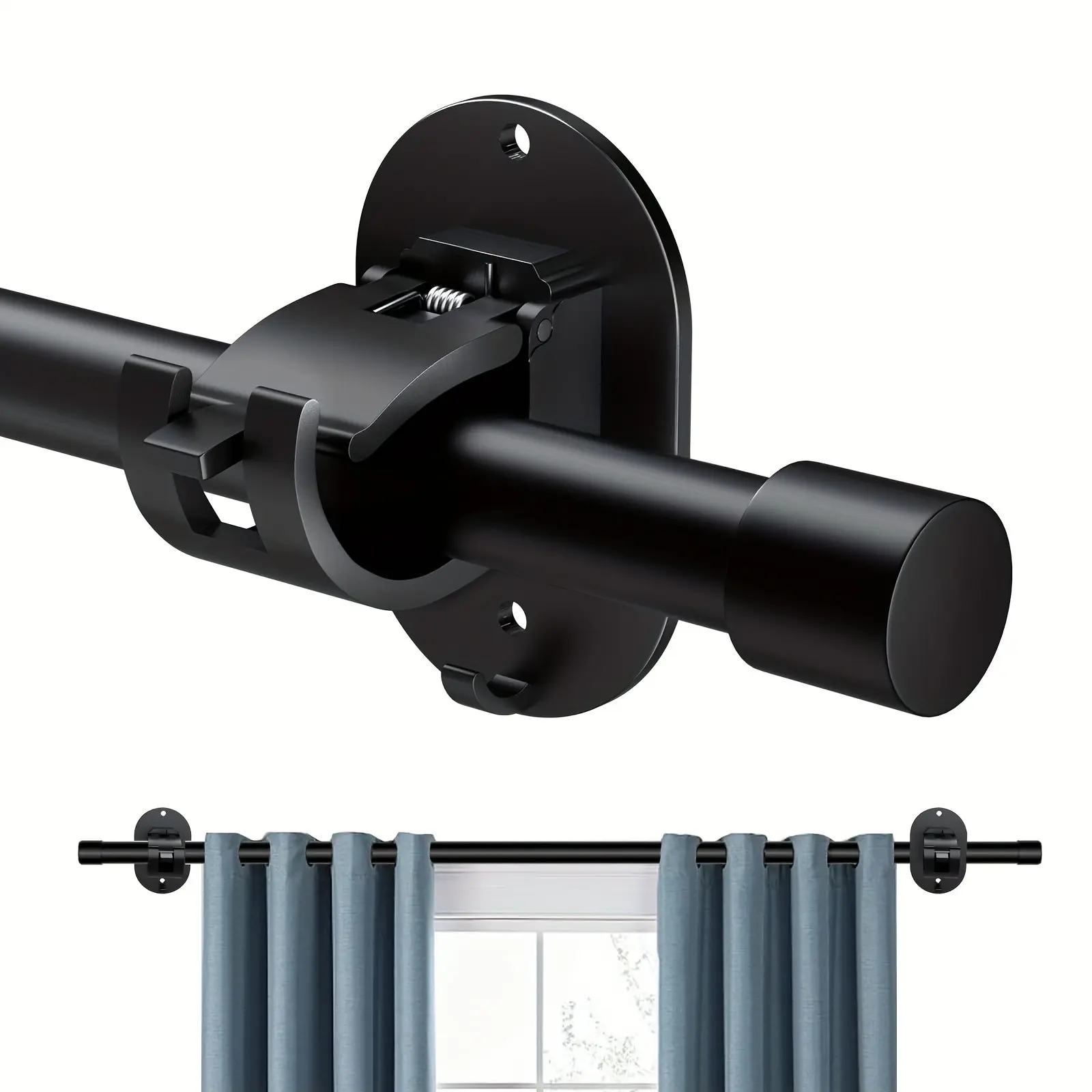 No-Drill Curtain Rod Holder, Self-Adhesive Installation Clip, Easy to Install, Suitable for Bathroom, Kitchen, Apartment, Vintage Style, Durable Plastic, Self Adhesive Curtain Rod Holders, No Drill Curtain Rod Brackets