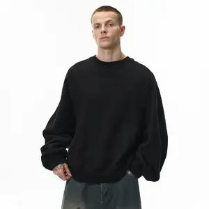 Inflation 100%Coton 450g Cropped Boxy Oversized Fashion Batwing Sleeve Horizontal Knit Sweater Winter New American Streetwear Casual Crew Neck Fleece Hoodie Valentine's Day