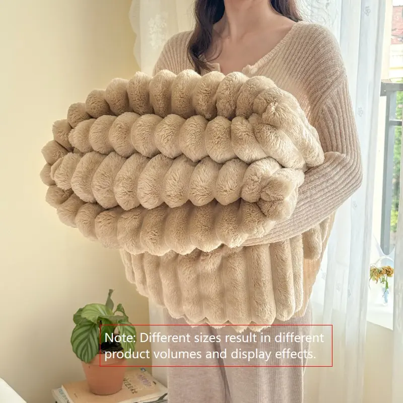 1pc Ultra-Soft Faux Fur Blanket, Luxurious Velvet Decorative Throw, Perfect for Elegant Home Design, Warm and Comfortable, Twin and King Size