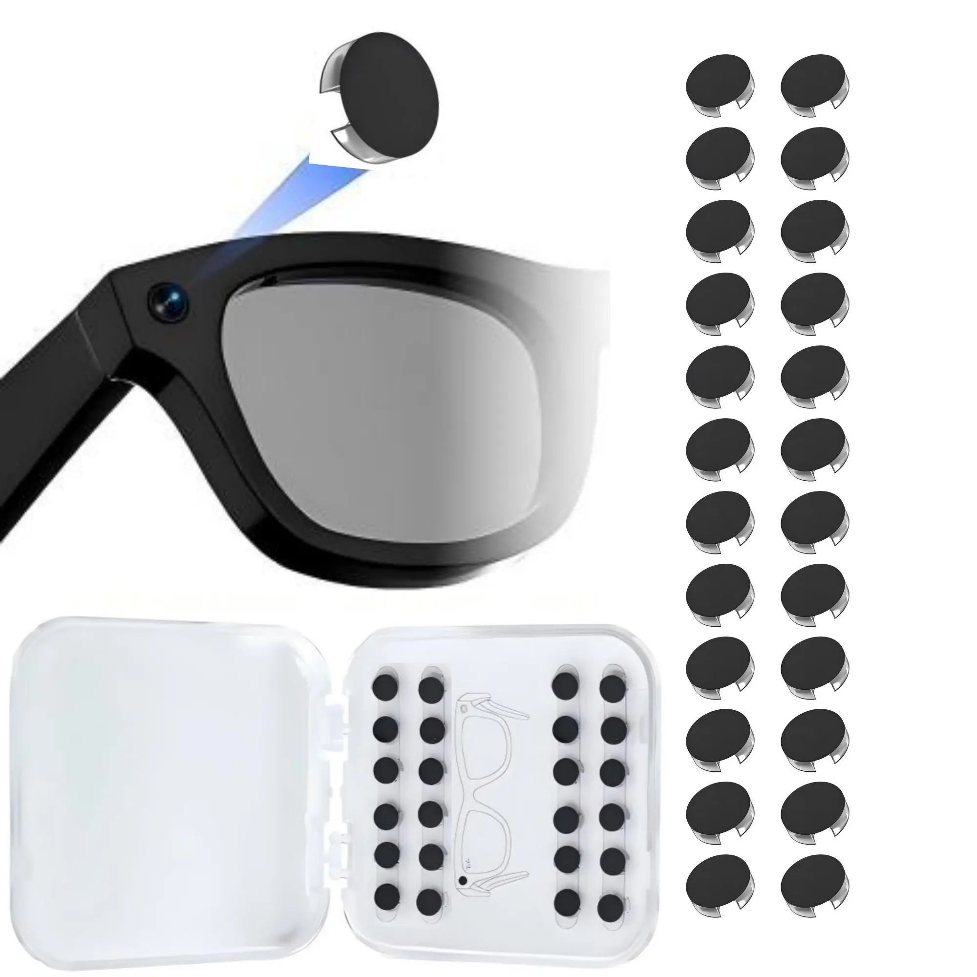 Privacy Blackout LED Light Covers 24 Pack Restickable No Residue Stealth for Ray-Ban Meta Wayfarer Skyler Headliner Gen 2 Smart Glasses Wearable Tech Accessories