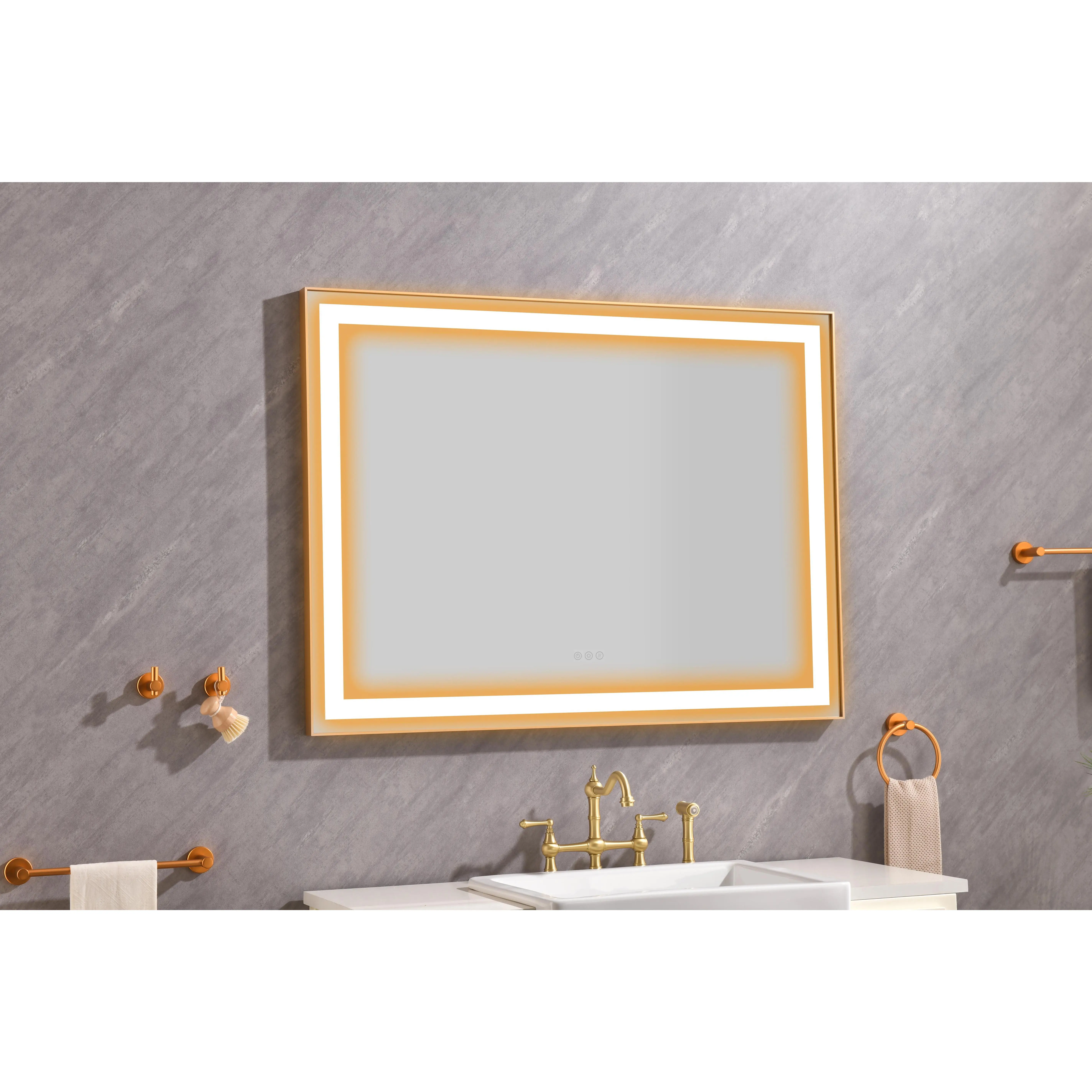 ARCH 48x36 In Rectangle Wall Mirror, LED Lighted Bathroom Wall-Mounted Vanity Mirror with Bright Energy-Efficient Illumination, Anti-Fog Technology, Separately Controlled Defogger & Lights, Home Bathroom Use