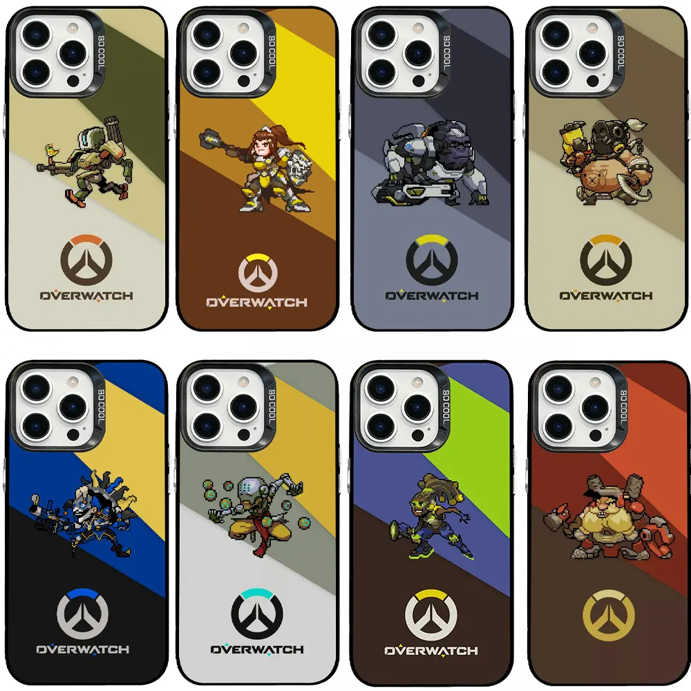 Overwatch 2 Pixel Hero Phone Case Split Color Block 8 Designs Shockproof Hard Cover, Perfect Birthday Gamer Gift phone cases for iPhone 17 Air 16 Pro Max 15 14 Plus 13 12 11