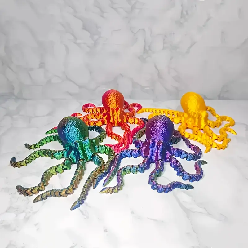27cm 3D Printed Octopus Decoration, Jointed Multi-Color Octopus for Home Decor, Aquarium Ornament, Halloween Room Decor