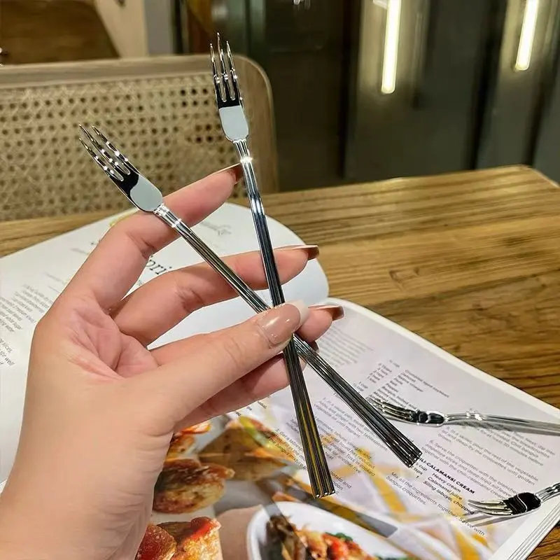 Stainless Steel Dessert Forks, Elegant Long-Handle Fruit & Cake Forks, Modern Minimalist Small Forks for Home, Parties & Everyday Use