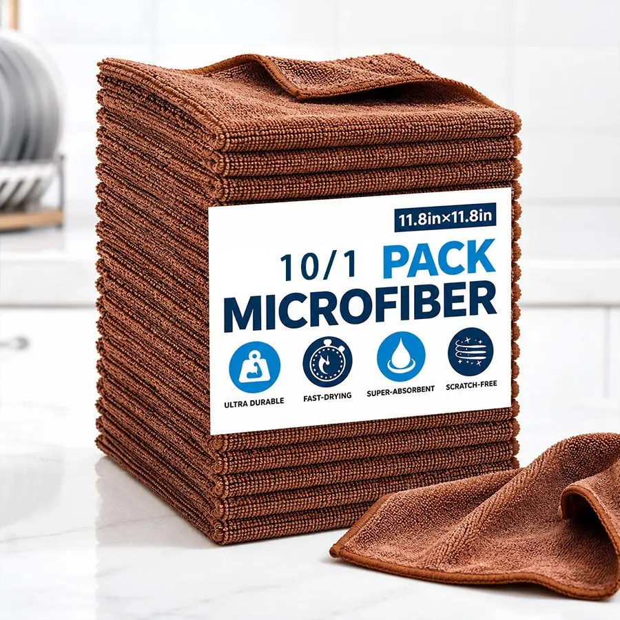 Super Absorbent Quick-Dry Microfiber Cleaning Cloth, 5/10/20/50 Pack, 11.8x11.8 Inches, Kitchen & Bathroom, Durable, Bright Colors