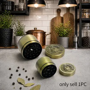 2inch 5cm Mini Manual Pepper Mill Peppercorn Dry Spice Grinder Bronze Metal Engraved Bulldog Pattern Option Compact Kitchen Seasoning Tool Home Cooking Meal Prep