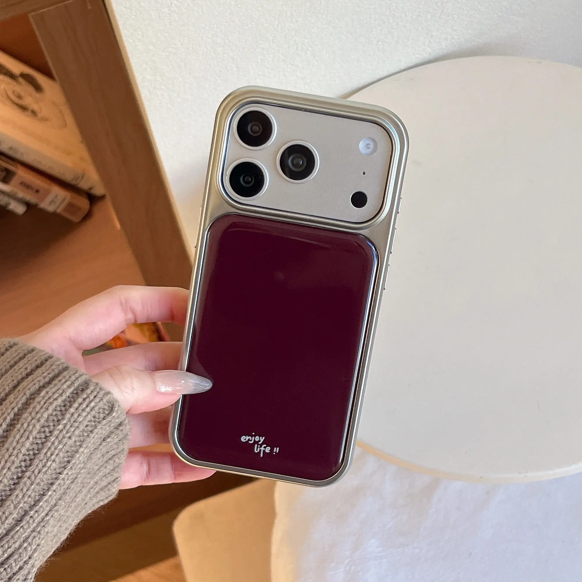 Stylish Burgundy Protective Phone Case, Casing for iPhone 17 Pro Max, 16 Pro Max, 15 Pro Max, 14 Pro, 13 iPhone Case, Simple Design for Women's Fashion