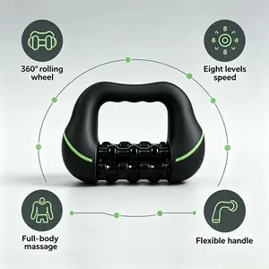 360° Rotating Handheld Massage Roller, USB Rechargeable Vibrating Massager, Portable Full-Body Massager for Fitness, Office, Travel