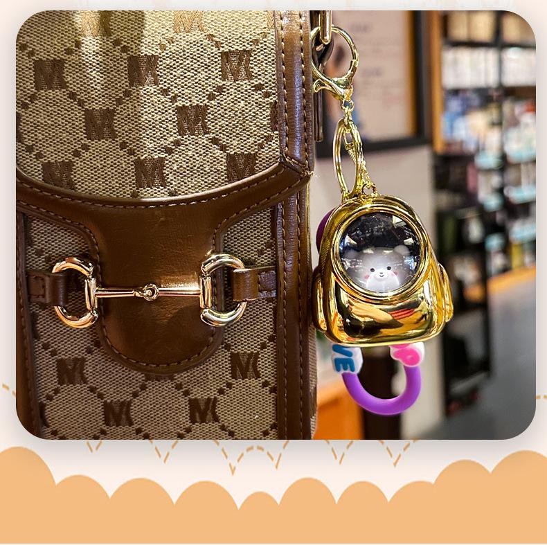 Viral Romantic Starry Sky Astronaut Keychain, Color-Plated Space Cat Backpack Charm, Cute  Night Light Bag Accessory for Kids & Adults