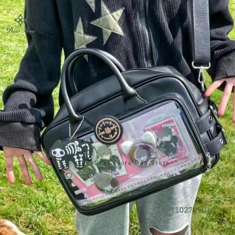 Y2K Cute Lolita Ita Bag Kawaii Girls Transparent Messenger Bag Large Capacity Shoulder Crossbody Bag DIY Display Casual Handbags