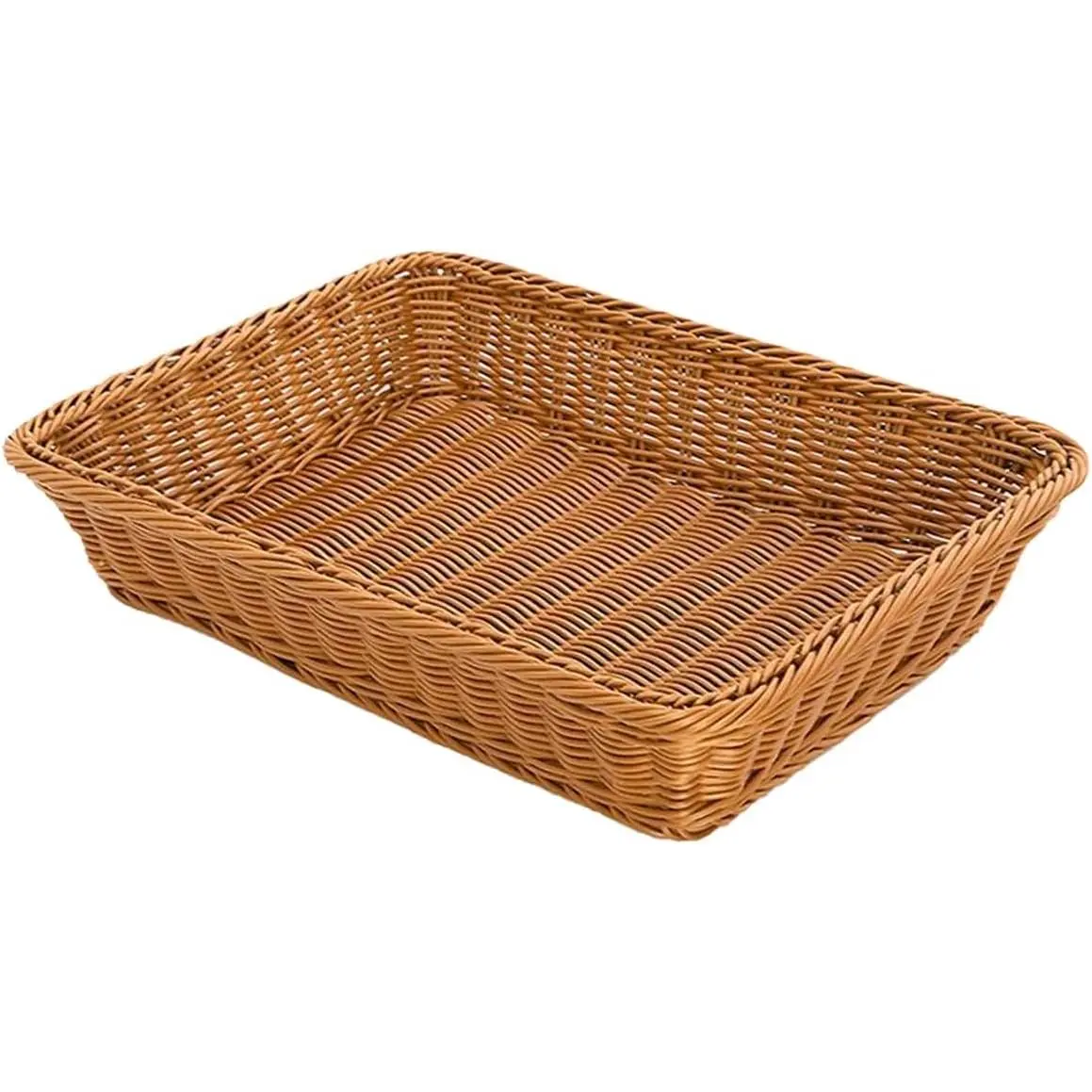 RT&BS Wicker Bread Basket for Serving, Wicker Fruit Basket, Display Baskets for Vegetable Fruit, Reusable Handwoven Serving Baskets for Kitchen, Store, Restaurant, Outdoor (Brown, S)