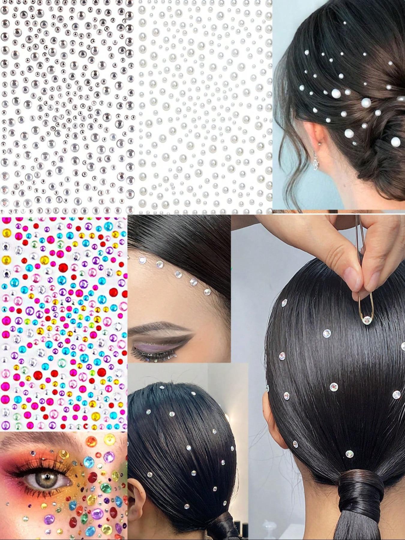 Summer Faux Pearl Decorative Stickers, 1000pcs Self Adhesive Pearl Stickers, Pearl Stickers for Crafts, Stick on Pearls, Face Pearls, Pearl Stickers for Makeup Nail Diy Crafts, Assorted Size for Women & Girls, Sticker Packs