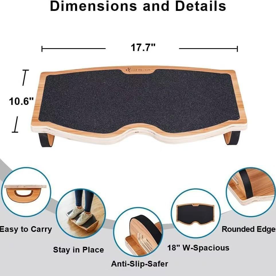 Balance Board for Adults – Wooden Wobble Board for Standing Desk, Core Training – Non-Slip Fitness Equipment for Home Gym, Office & Balance Training (Supports 265 LBS),Creative wooden office desk with solid wood footrest, solid wood footrest shelf,