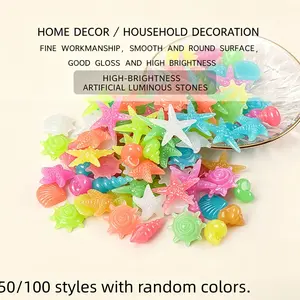 50/100 Ocean Glow Stones, Sunlight or Flashlight Activated, Fluorescent Shell Aquarium Decor, Random Styles, DIY Garden Decor