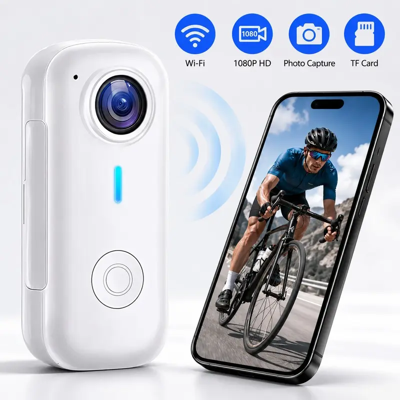 Action Camera 1080P HD, Magnetic Quick Mount Sports Camera, WiFi App Control, 120 Wide Angle Lens, Compact Hands-Free POV Body Cam, Video Photo Audio Recorder for Cycling Vlog Skiing Travel Hiking