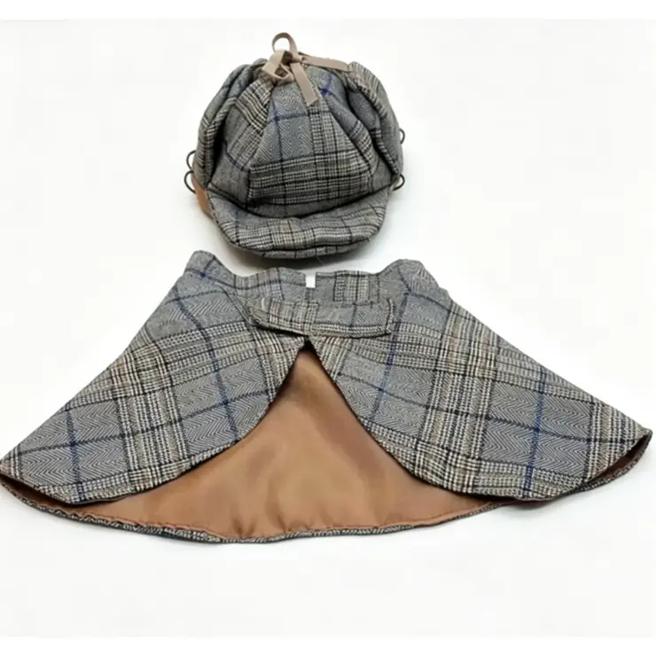 Sherlock Holmes Pet Detective Costume for Dogs & Cats - Cute Halloween Outfit, Breathable Summer Cloak & Hat Set