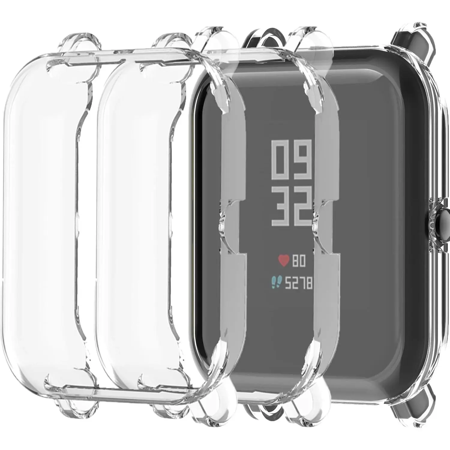 (3 Pack)  Screen Protector Cases Compatible with Amazfit GTS 4 Mini/Bip U Pro/Bip S/Bip Lite/Bip 1S Watch, Soft Color TPU Shockproof Cover Slim Guard Thin Bumper Shell Protector, Clear