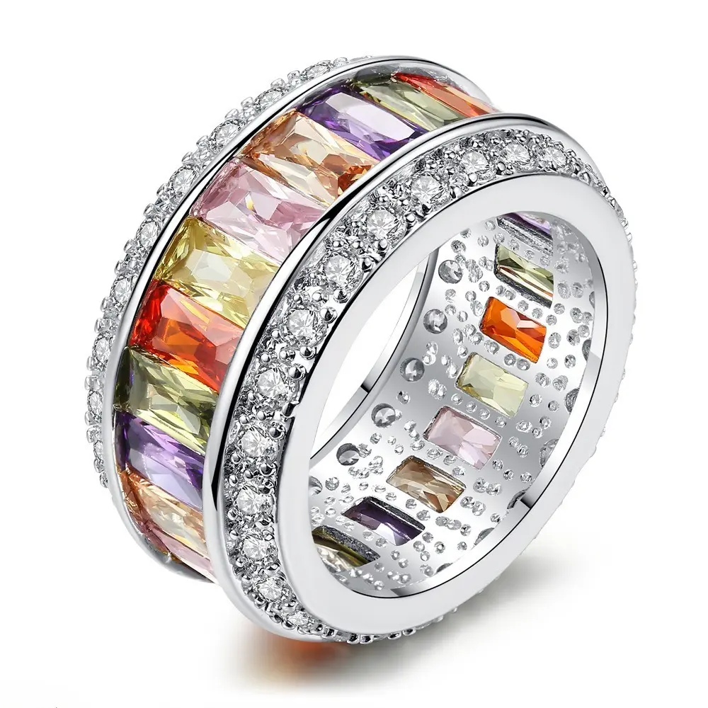 Iridescent Zircon Ring for Women, Creative Sparkling Design with a Color-Shifting Effect for Daily & Party Wear, Rings