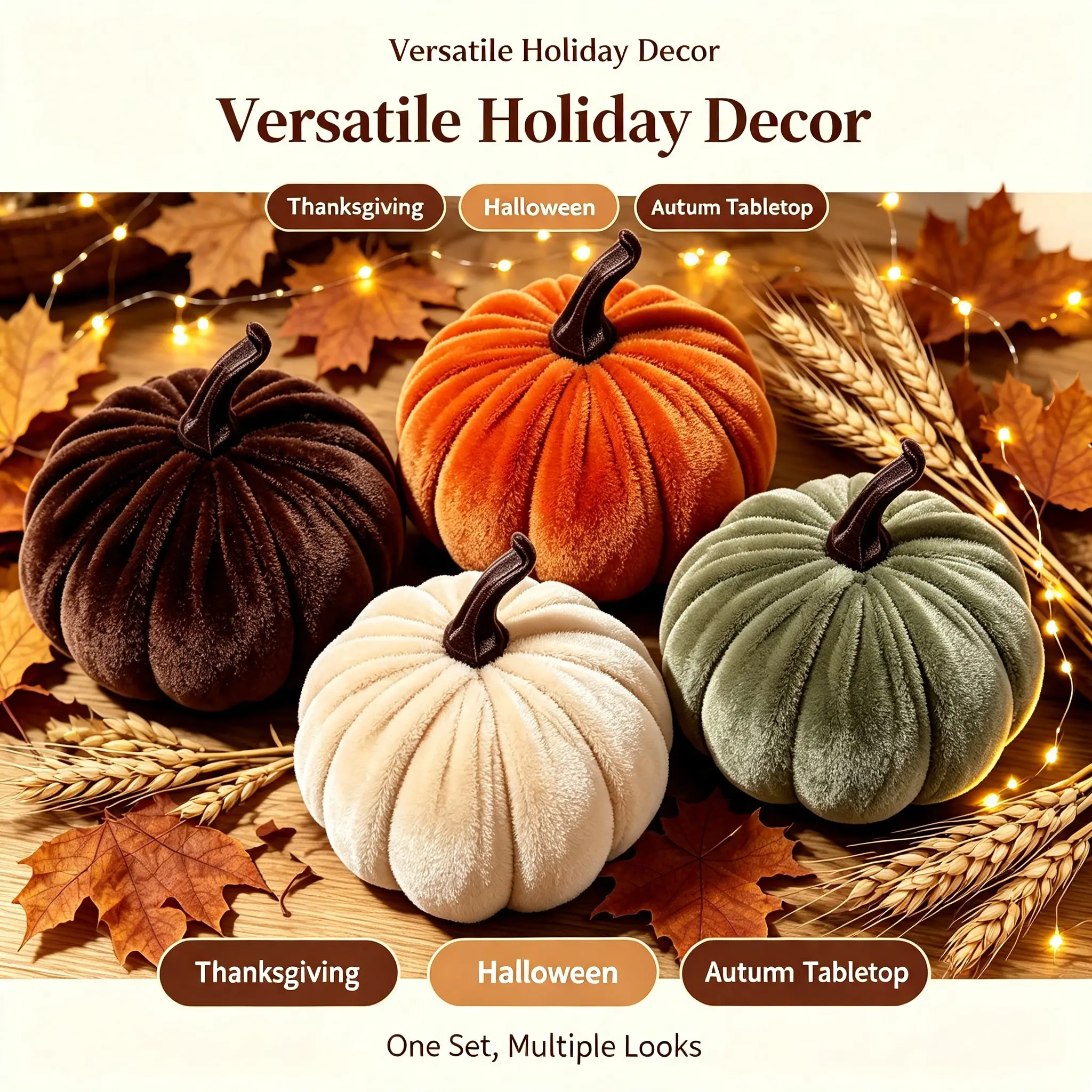 Decorative Artificial Pumpkins for Fall, Halloween & Thanksgiving, Multi‑Color Small Pumpkin Ornaments, Seasonal Tabletop Display Props for Home Farmhouse Autumn Decor