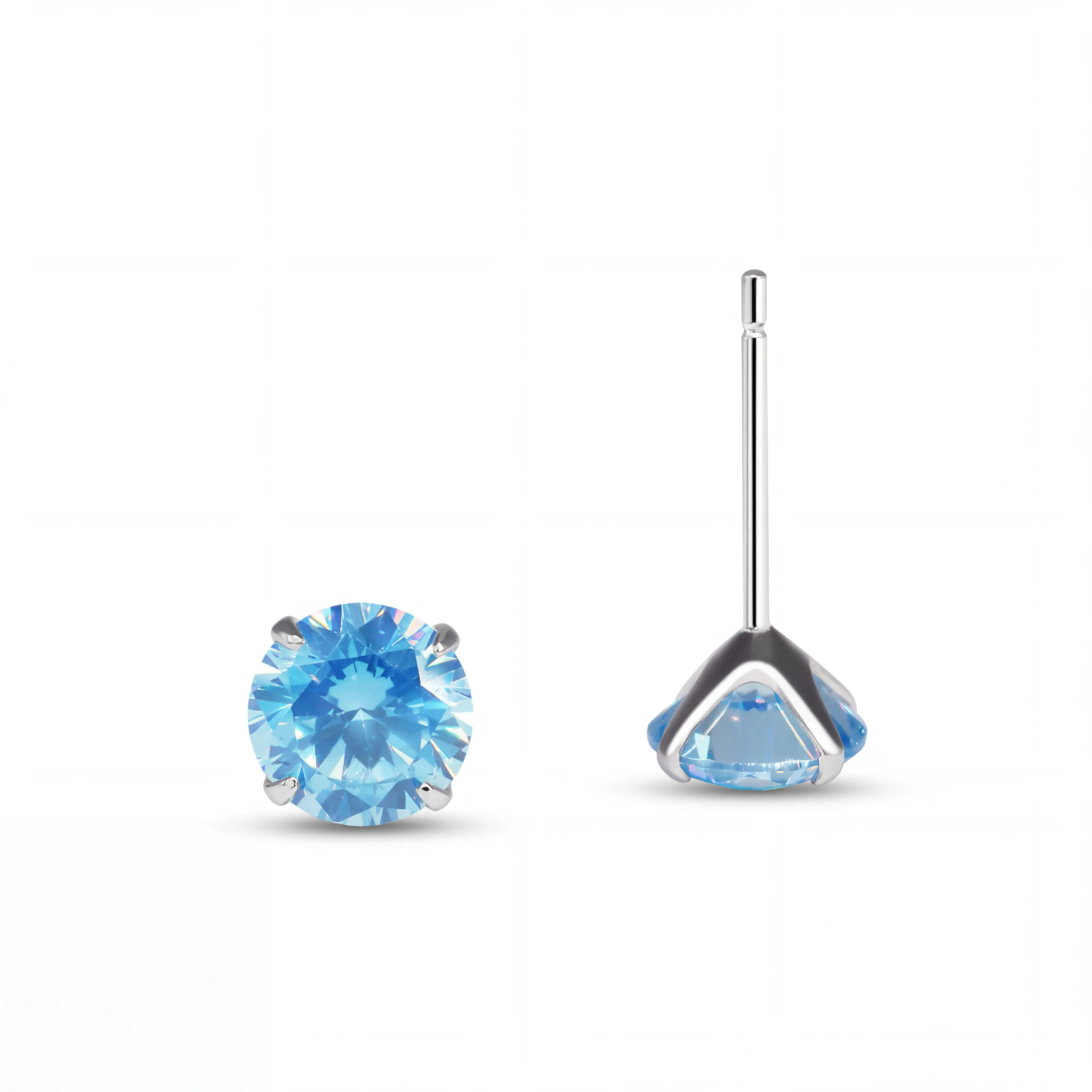 ZIIYONG 4-Prong Triangle Moissanite Earrings  - Hypoallergenic Everyday Fashion Costume Jewelry for Sensitive Ears